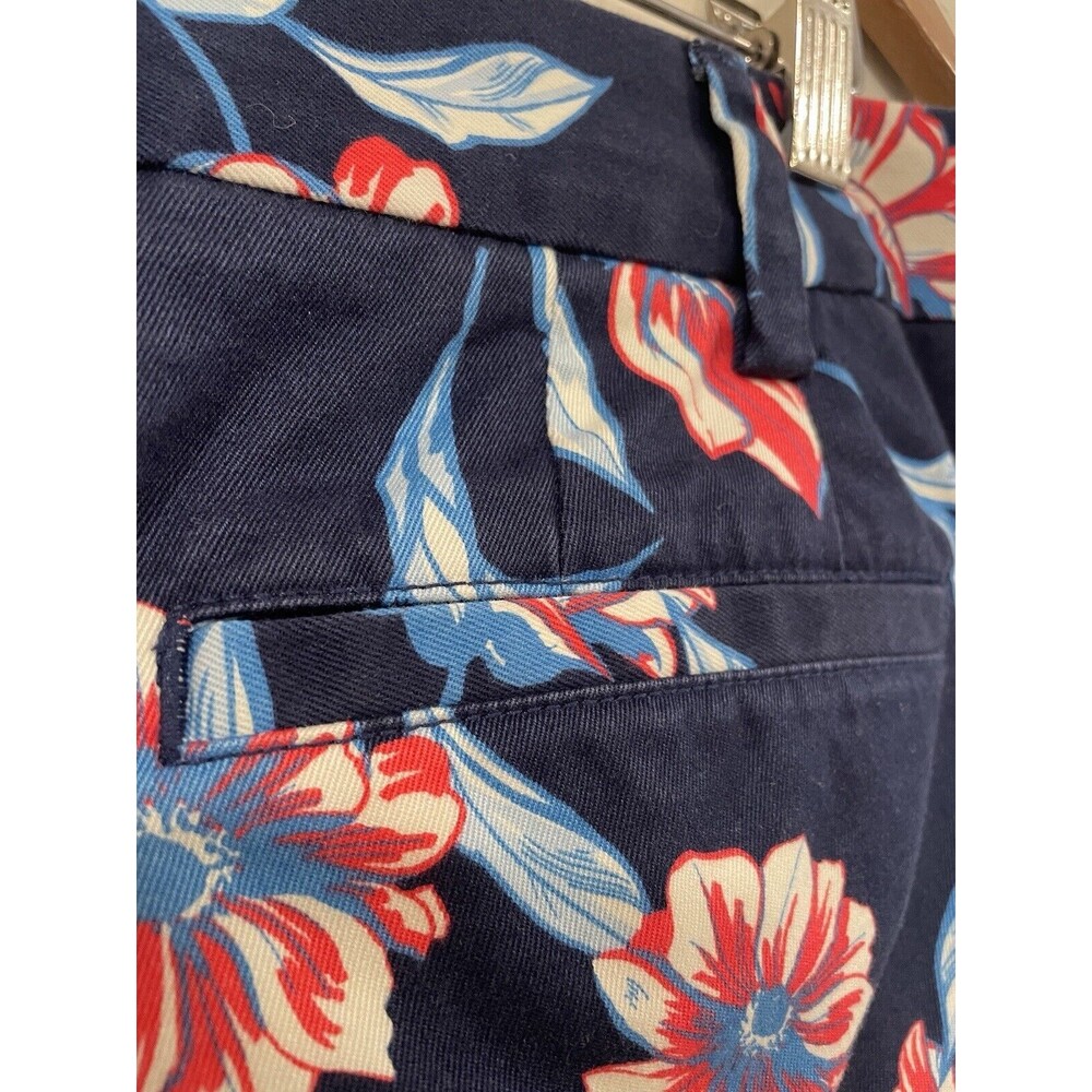 ~ Lands' End 18W Tropical Floral Mid Rise Crop Leg Pants Blue Pink Women's Navy - Picture 3 of 11